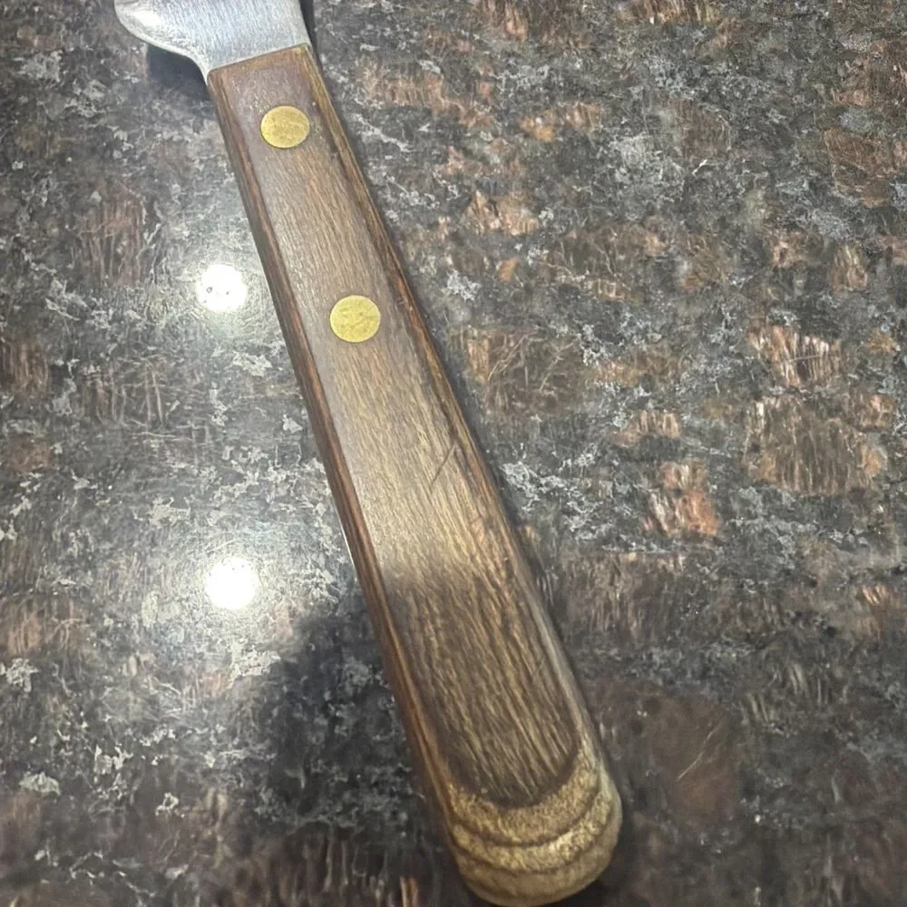 Ekco Viscount Offset Tomato Knife Fork Stainless Vanadium Wood USA